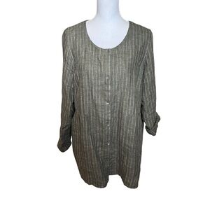 Pure Jill by J.‎ Jill Linen Pinstripe Tunic Green Large